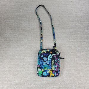 Vera Bradley Alpine Floral Quilted Crossbody Hipster Bag Blue Adjustable Strap